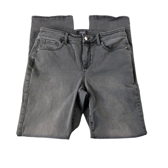 NYDJ Gray Marilyn Straight Jeans, Gilt, Shaping, Stretch, Minimalist - Picture 1 of 12